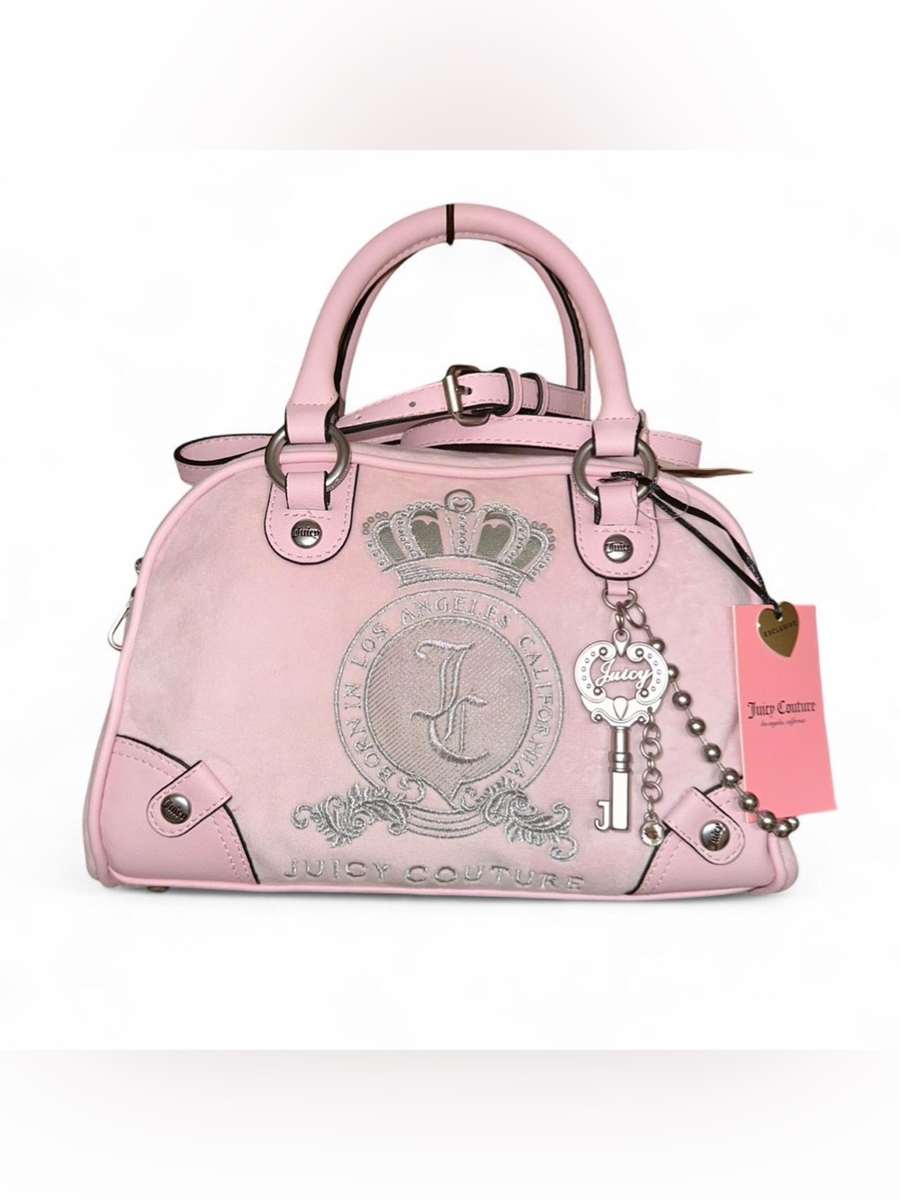 Juicy Couture Light Pink Dome Satchel with Crest Key Charm